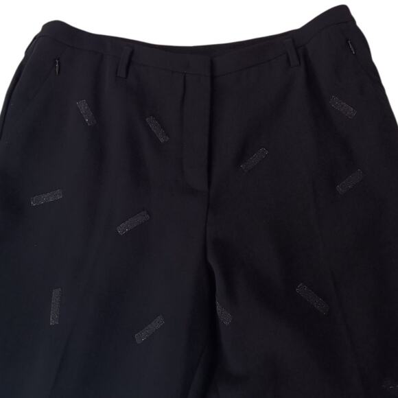 AKRIS Wide Leg Double Face Wool Pants 12 Ankle 33x26 Embellished Dressy Career - Picture 8 of 14